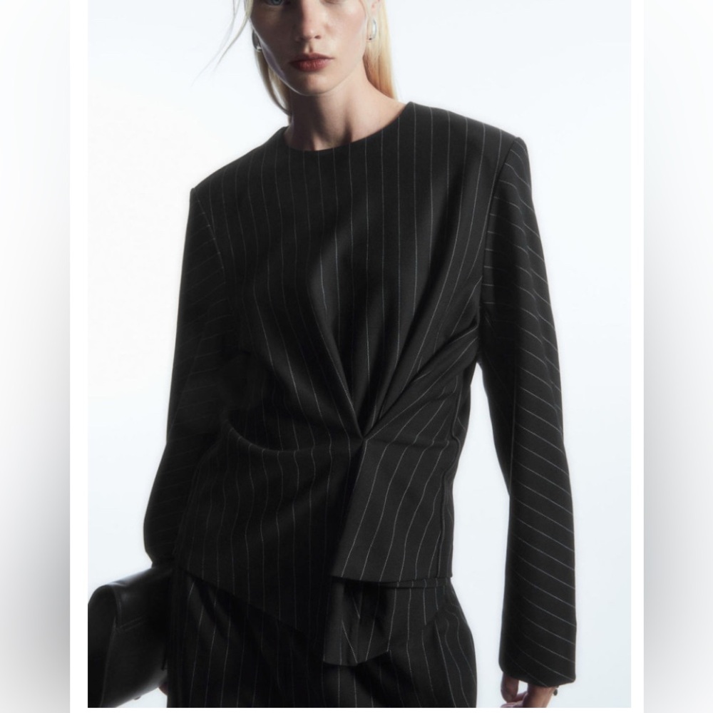 COS Pinstriped Drape Top
